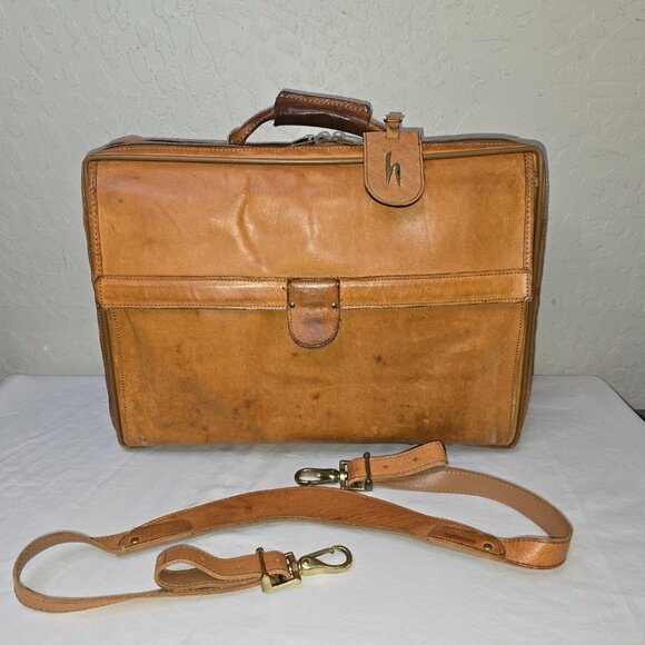 Vintage Hartmann Belting Leather Briefcase / Overnight Bag With Strap - Picture 1 of 13